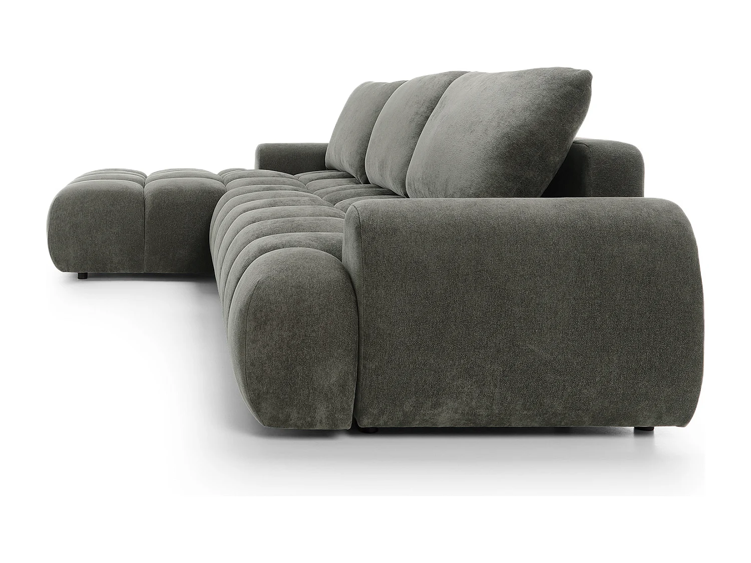 Emporius Valerio Canapé d'angle Convertible - Canapé 340 cm, Gauche - Velours Gris foncé  (Ditra New 14)