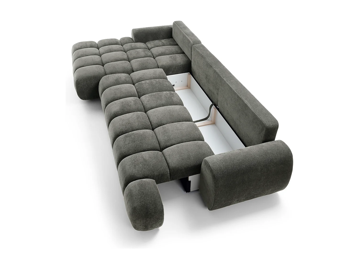 Emporius Valerio Canapé d'angle Convertible - Canapé 340 cm, Gauche - Velours Gris foncé  (Ditra New 14)