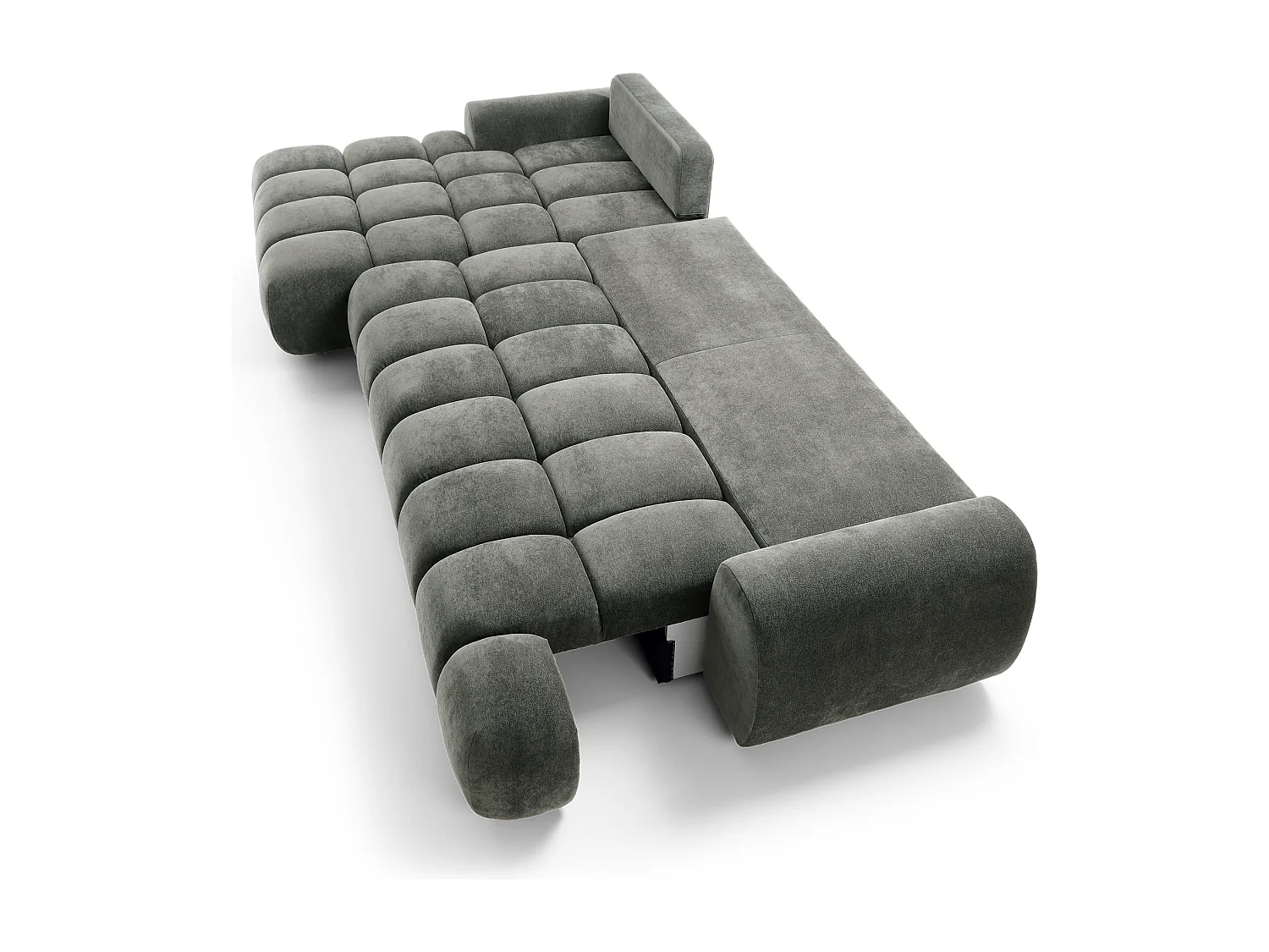 Emporius Valerio Canapé d'angle Convertible - Canapé 340 cm, Gauche - Velours Gris foncé  (Ditra New 14)