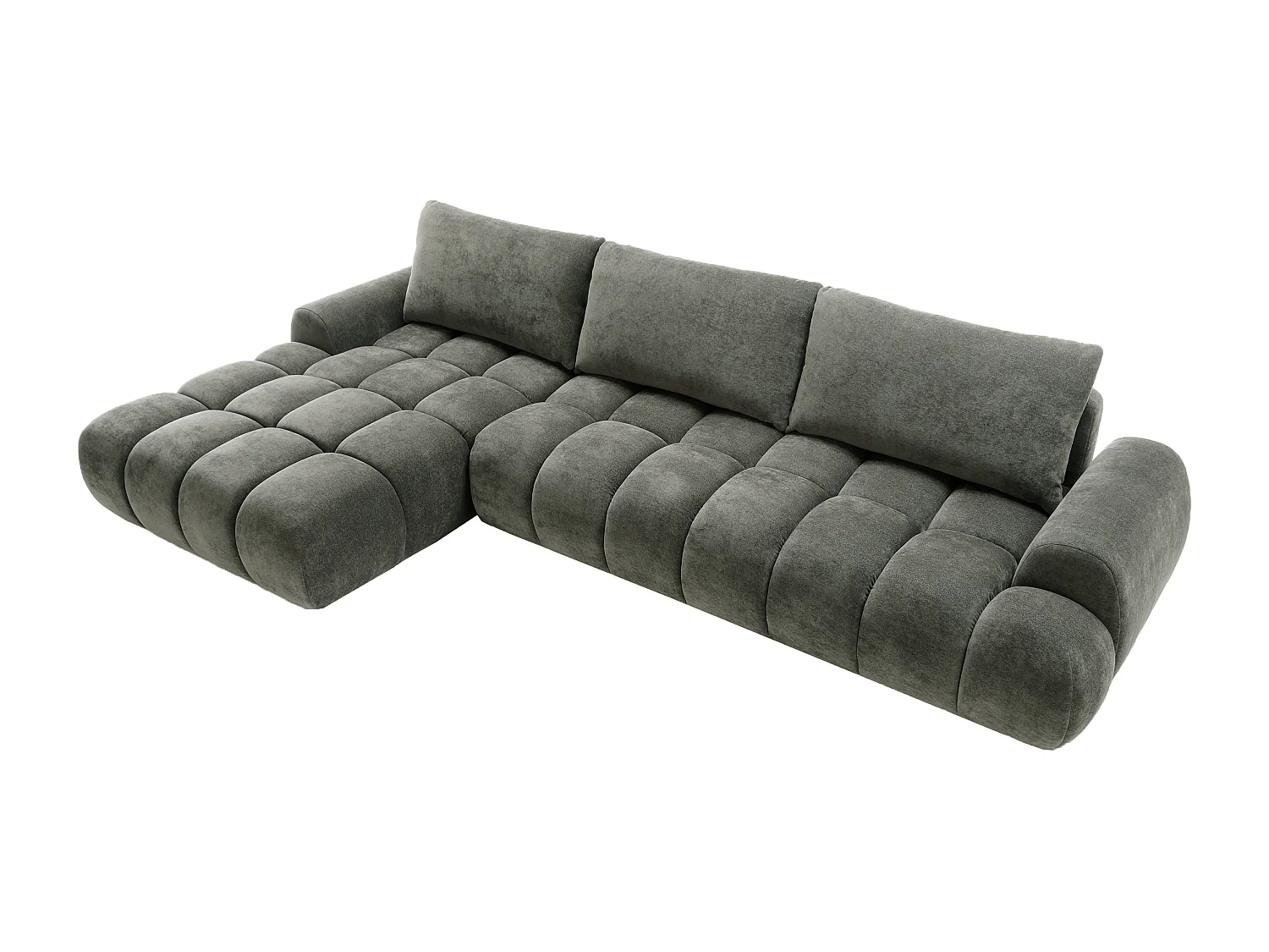 Emporius Valerio Canapé d'angle Convertible - Canapé 340 cm, Gauche - Velours Gris foncé  (Ditra New 14)