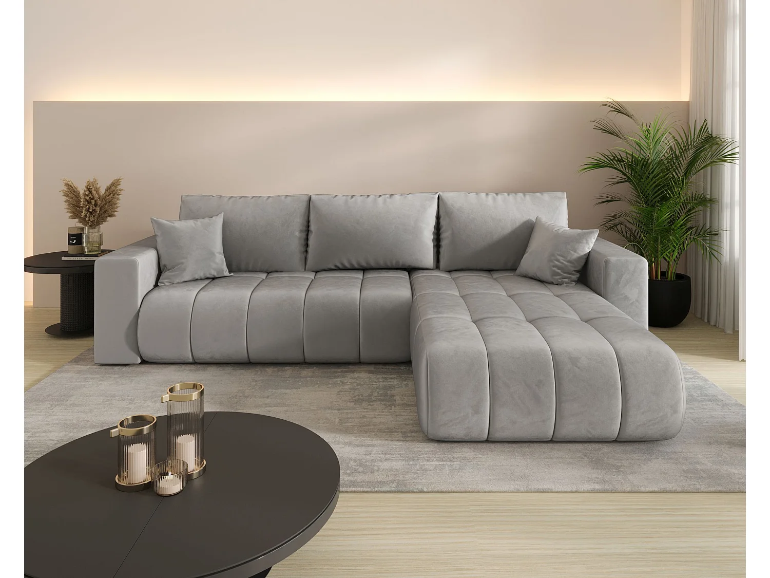 Canapé d’angle BEDANTE MILO PREMIUM L Monolith 84 avec fonction de couchage côté droit