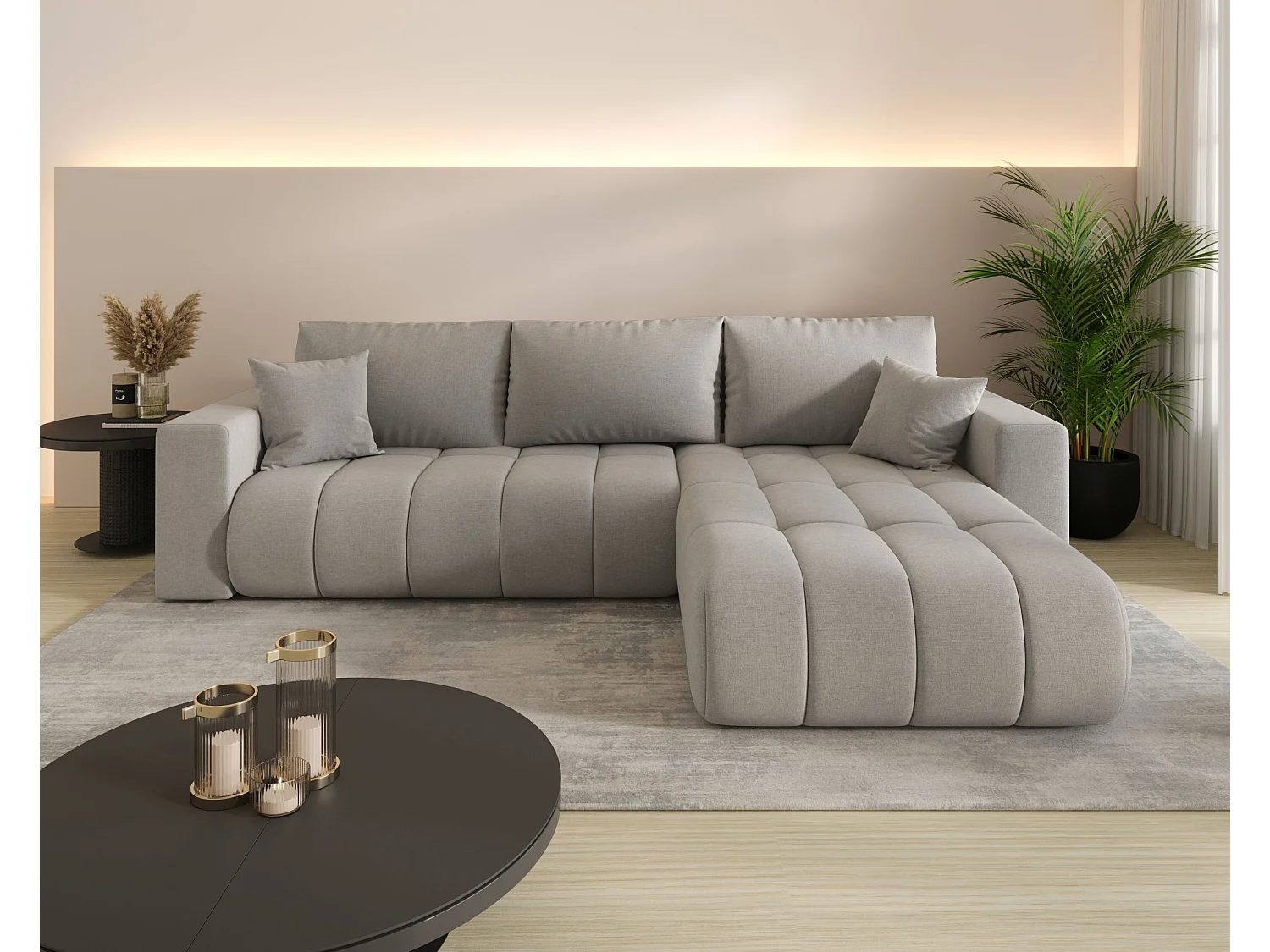 Canapé d’angle BEDANTE MILO PREMIUM L Wind 84 avec fonction de couchage côté droit