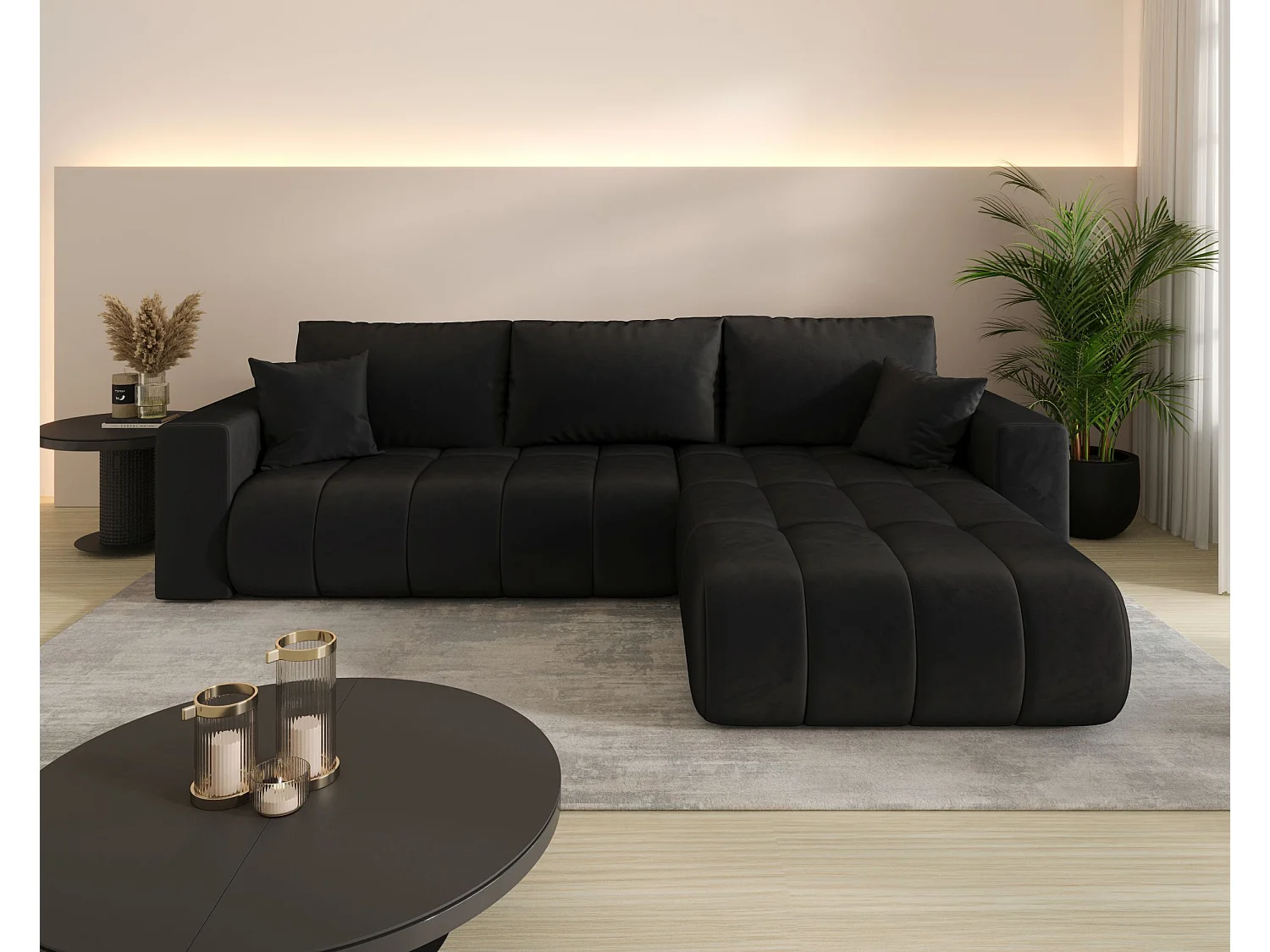 Narożnik BEDANTE MILO PREMIUM L Monolith 97 Prawy z funkcją spania Mebel łączący wygodę i nowoczesny design