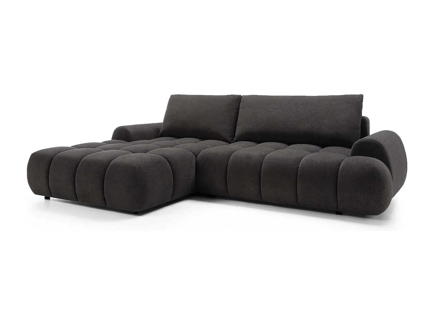 Emporius Valerio Ecksofa 280 cm - Schlafsofa mit Bettkasten, Links - Samt Schwarz (Gobi 18)