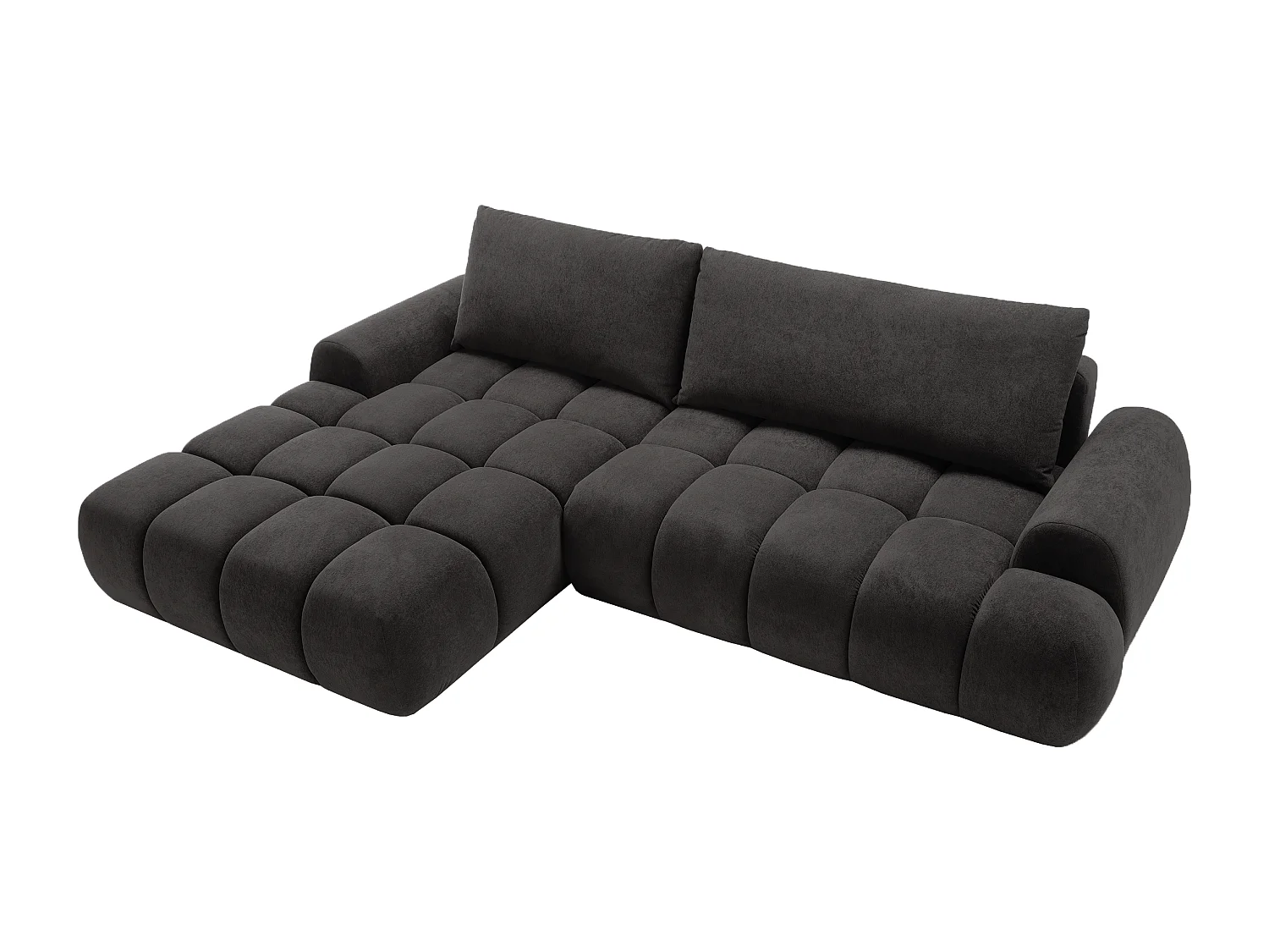 Emporius Valerio Canapé d'angle 280 cm - Canapé Convertible, Gauche - Velours Noir (Gobi 18)
