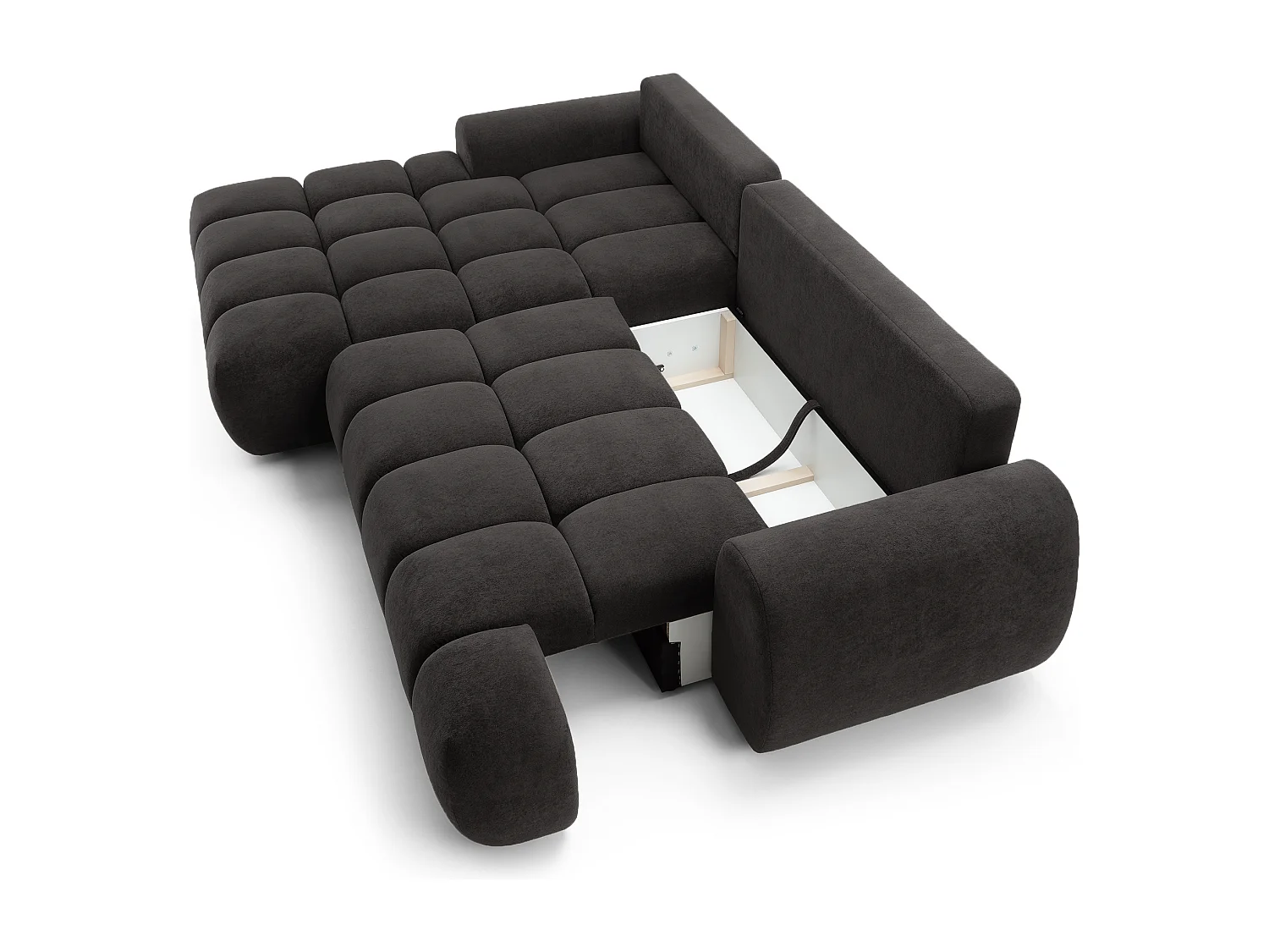 Emporius Valerio Canapé d'angle 280 cm - Canapé Convertible, Gauche - Velours Noir (Gobi 18)