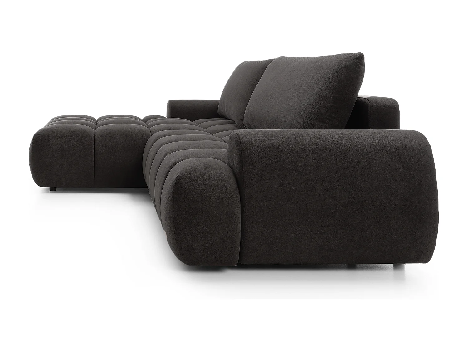Emporius Valerio Canapé d'angle 280 cm - Canapé Convertible, Gauche - Velours Noir (Gobi 18)