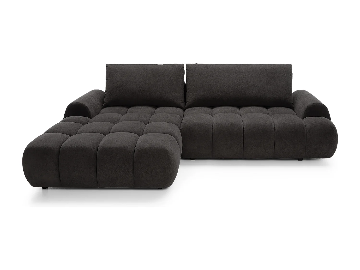 Emporius Valerio Canapé d'angle 280 cm - Canapé Convertible, Gauche - Velours Noir (Gobi 18)