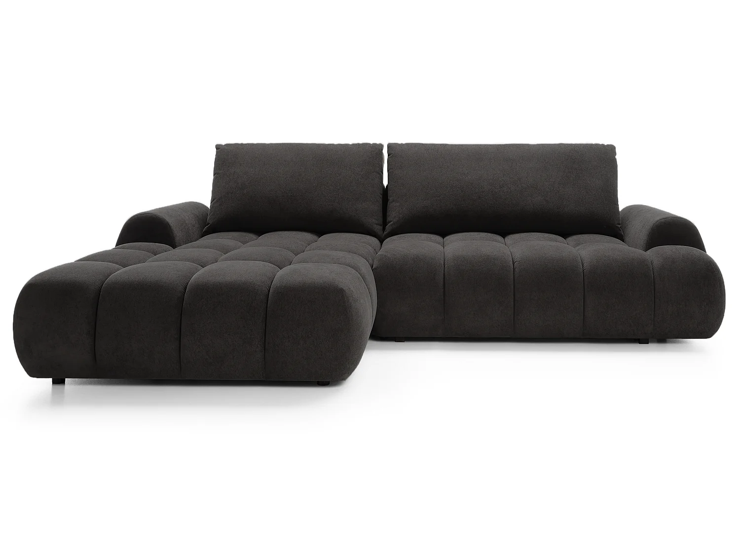 Emporius Valerio Ecksofa 280 cm - Schlafsofa mit Bettkasten, Links - Samt Schwarz (Gobi 18)