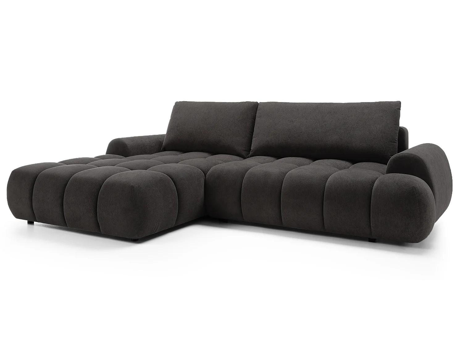 Emporius Valerio Ecksofa 280 cm - Schlafsofa mit Bettkasten, Links - Samt Schwarz (Gobi 18)
