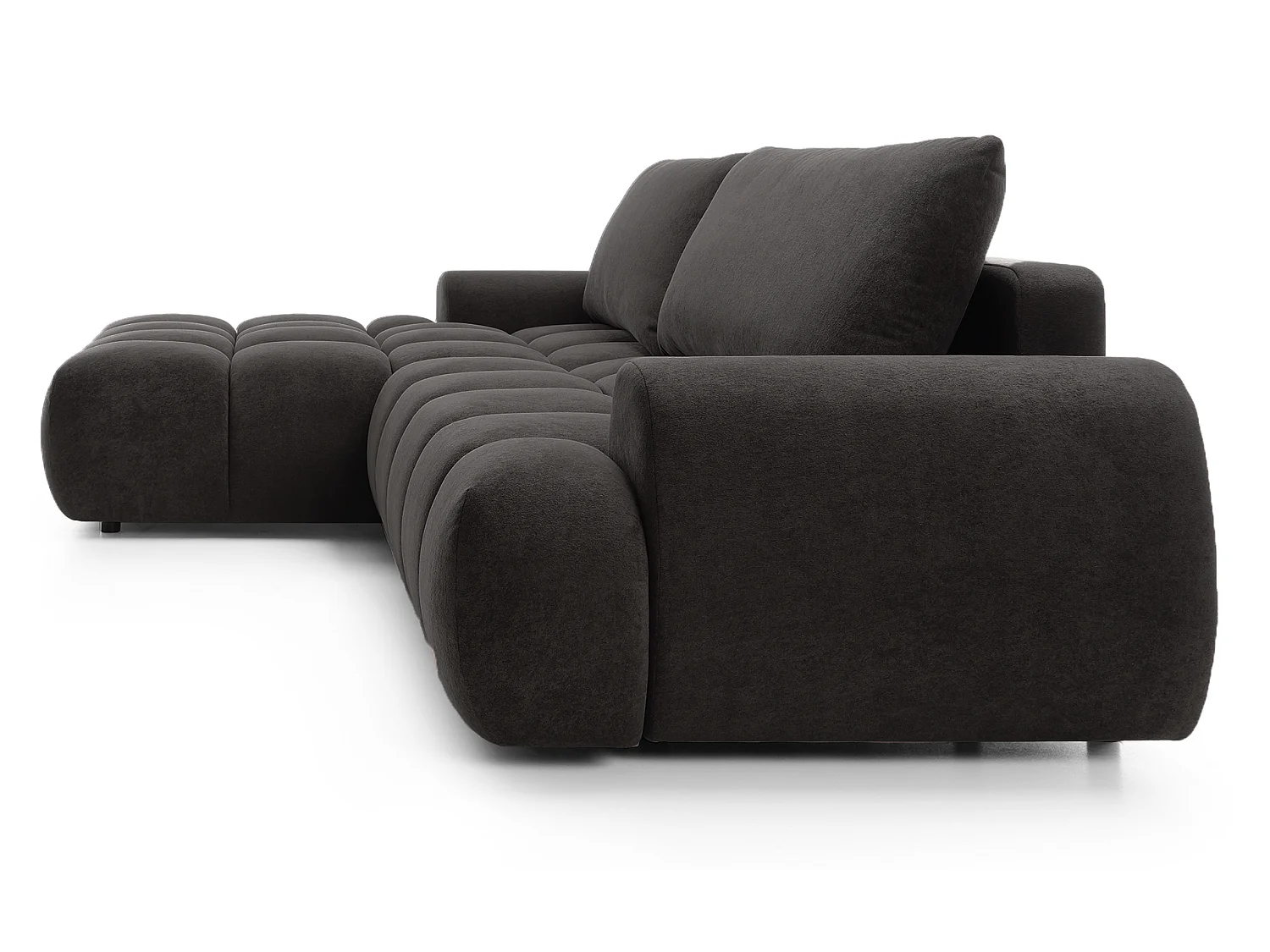 Emporius Valerio Ecksofa 280 cm - Schlafsofa mit Bettkasten, Links - Samt Schwarz (Gobi 18)