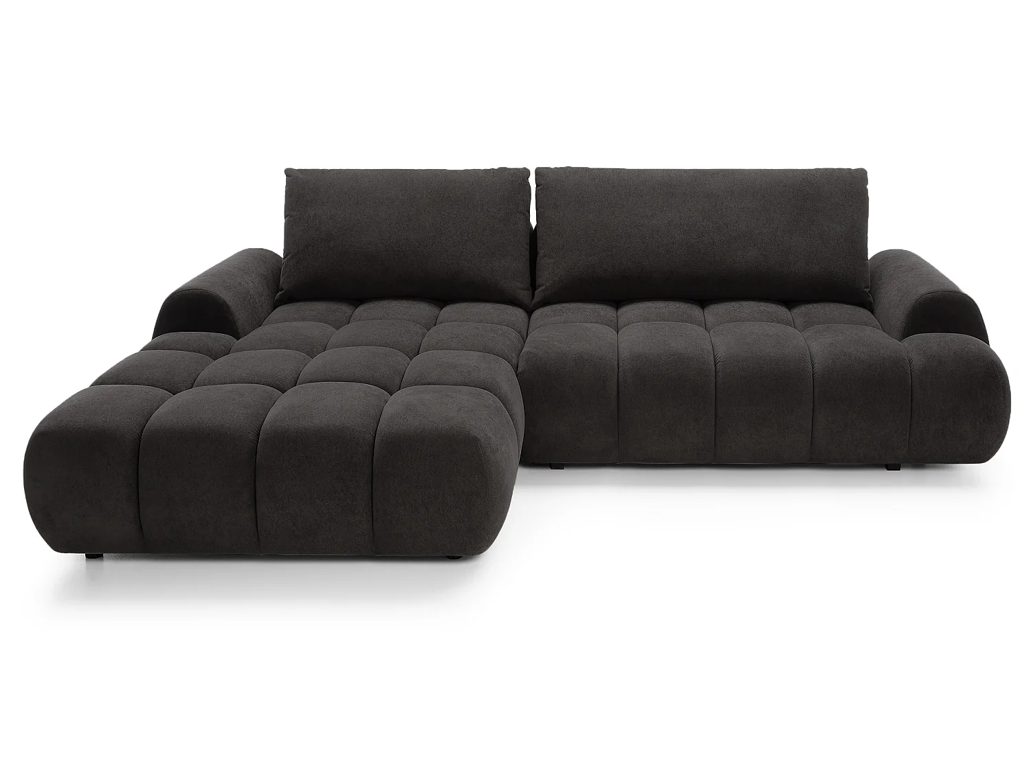 Emporius Valerio Ecksofa 280 cm - Schlafsofa mit Bettkasten, Links - Samt Schwarz (Gobi 18)