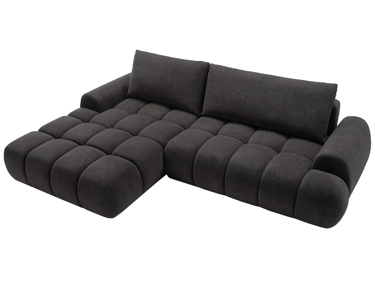 Emporius Valerio Ecksofa 280 cm - Schlafsofa mit Bettkasten, Links - Samt Schwarz (Gobi 18)