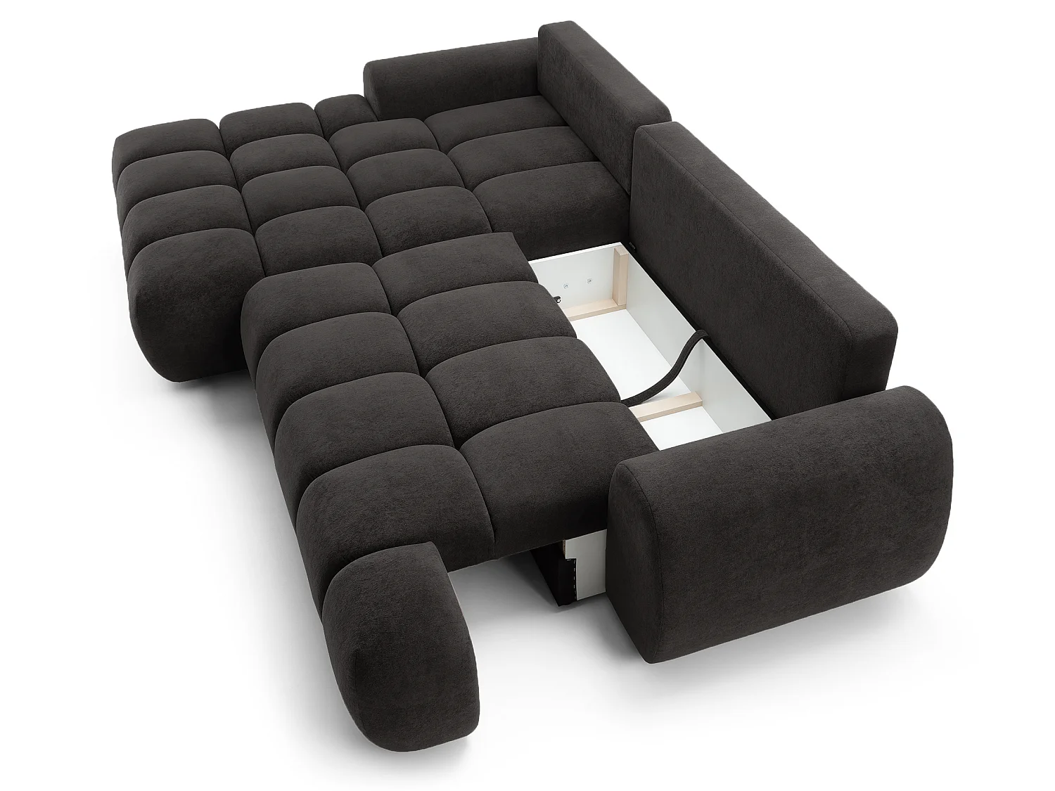 Emporius Valerio Ecksofa 280 cm - Schlafsofa mit Bettkasten, Links - Samt Schwarz (Gobi 18)