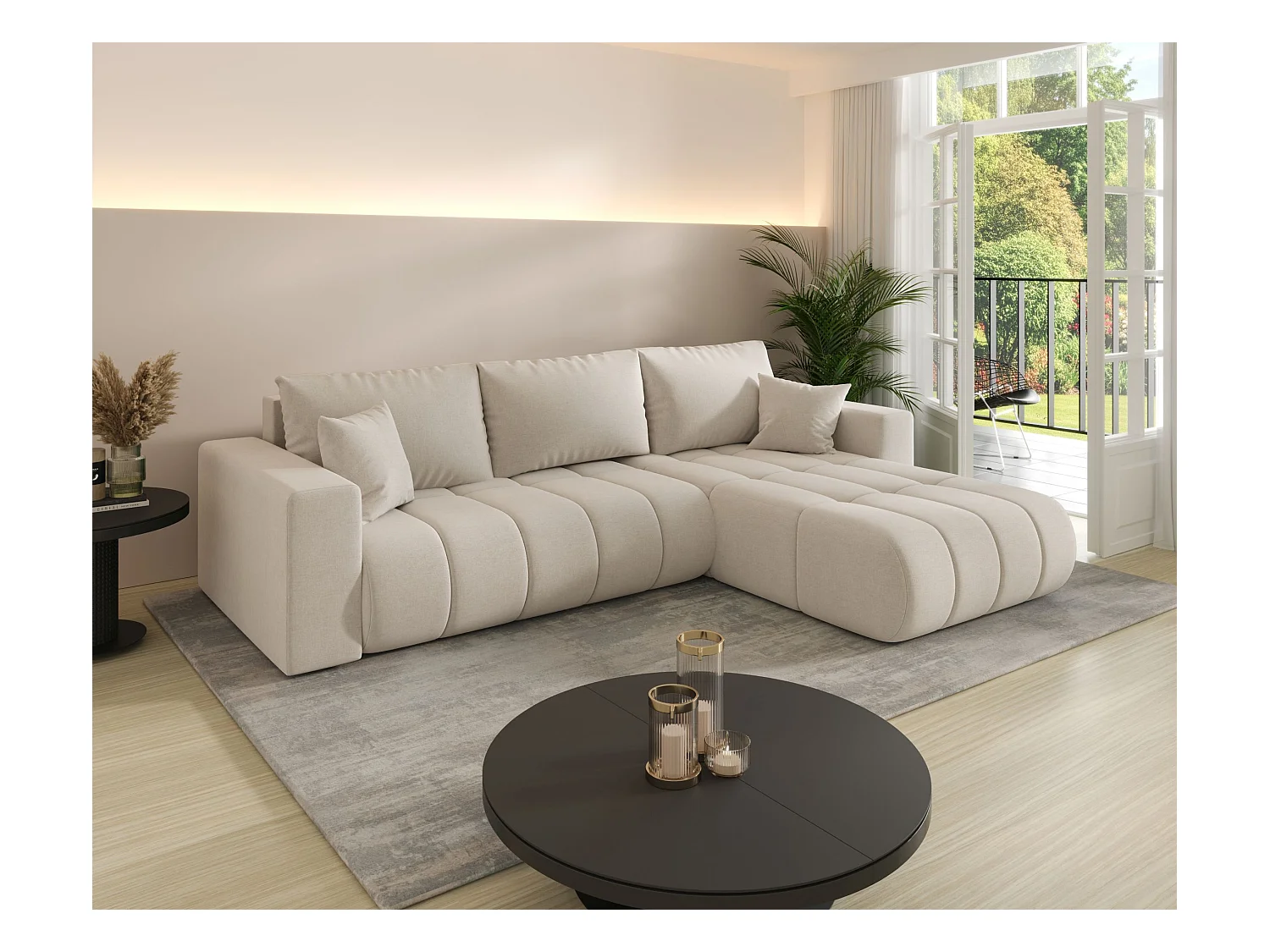 Canapé d’angle BEDANTE MILO PREMIUM L Wind 05 avec fonction de couchage côté droit