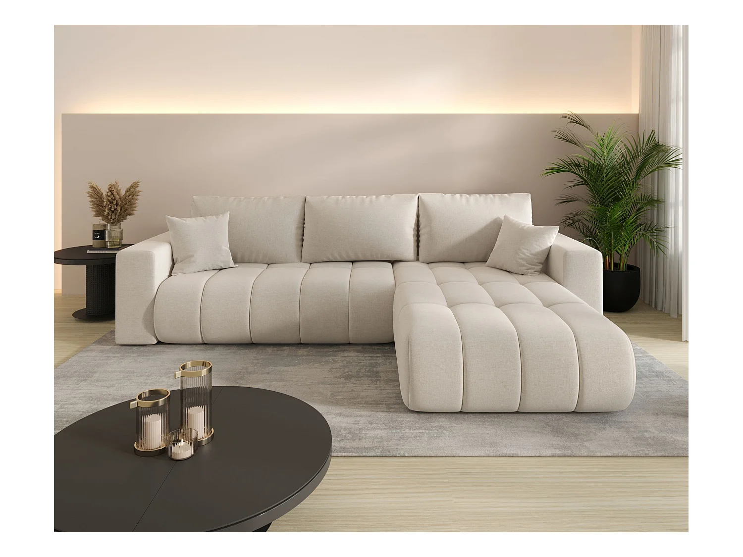 Canapé d’angle BEDANTE MILO PREMIUM L Wind 05 avec fonction de couchage côté droit