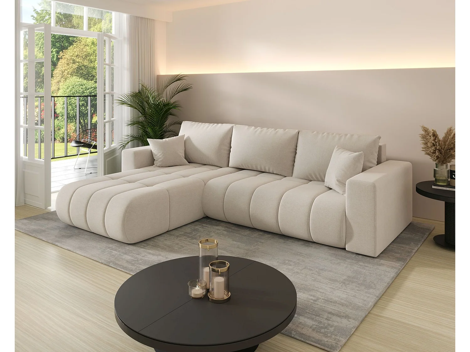 Canapé d’angle BEDANTE MILO PREMIUM L Wind 05 avec fonction de couchage côté gauche