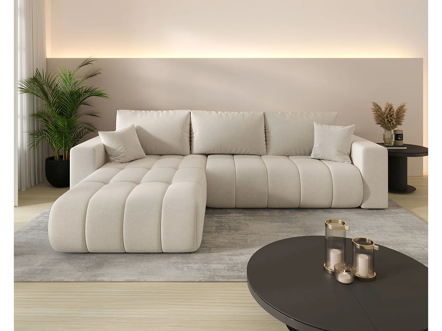 Canapé d’angle BEDANTE MILO PREMIUM L Wind 05 avec fonction de couchage côté gauche