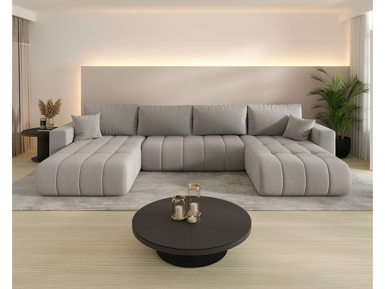 Canapé d’angle BEDANTE avec fonction de couchage MILO U PREMIUM Wind 84