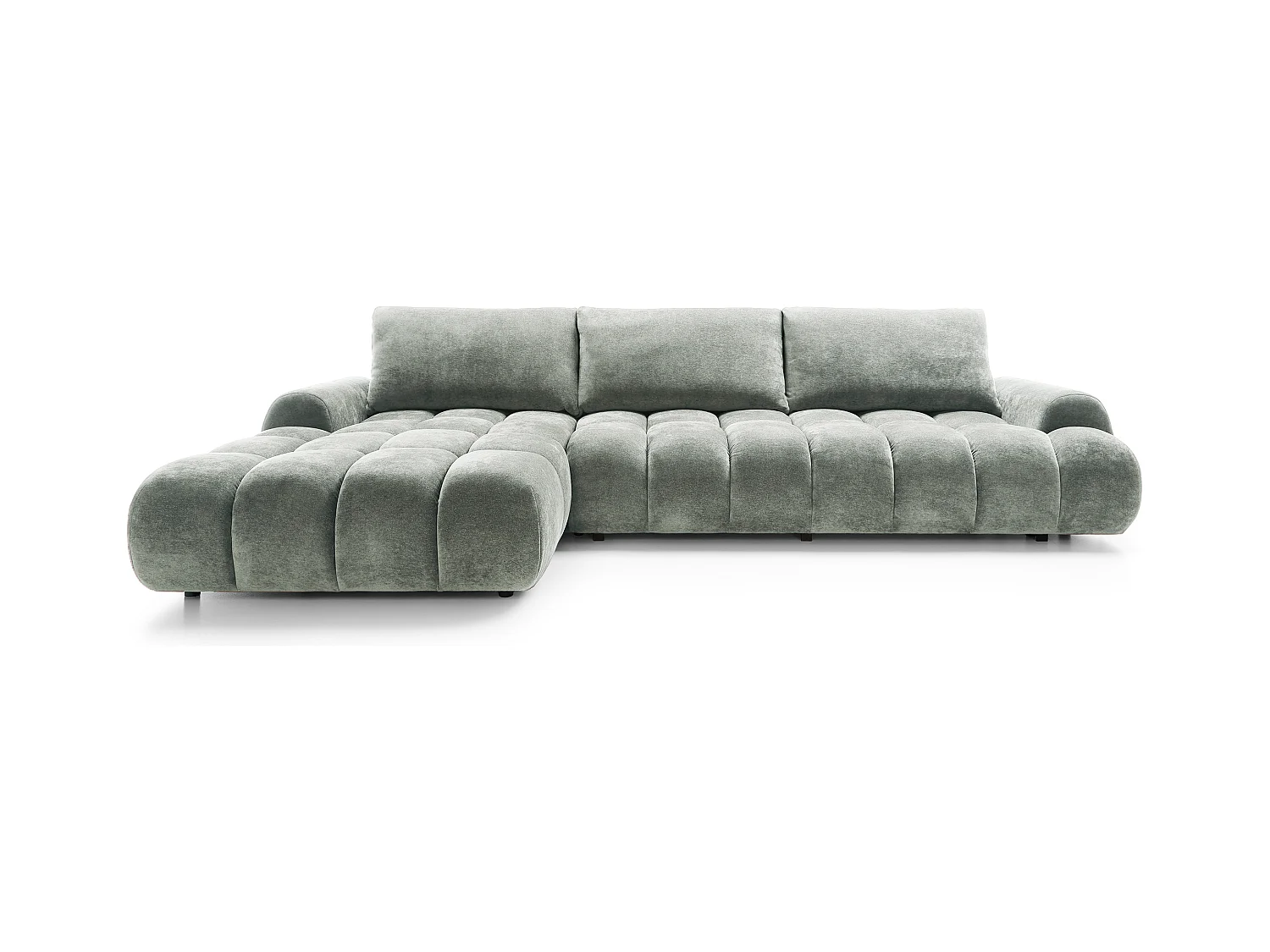 Emporius Valerio Canapé d'angle Convertible - Canapé 340 cm, Gauche - Velours Gris clair  (Ditra New 16)