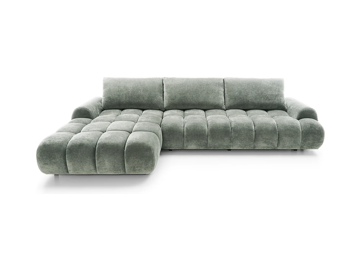 Emporius Valerio Canapé d'angle Convertible - Canapé 340 cm, Gauche - Velours Gris clair  (Ditra New 16)