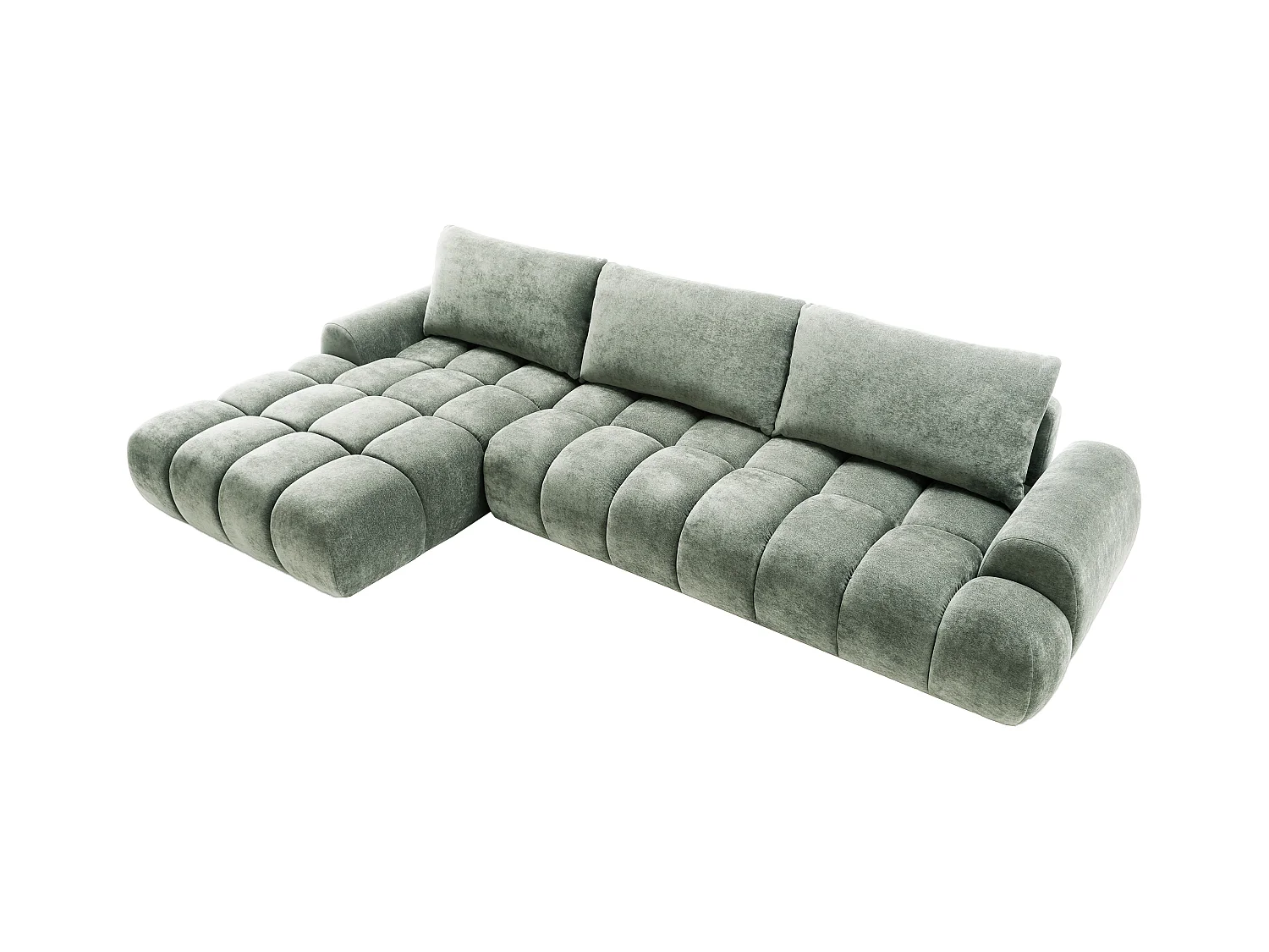 Emporius Valerio Canapé d'angle Convertible - Canapé 340 cm, Gauche - Velours Gris clair  (Ditra New 16)