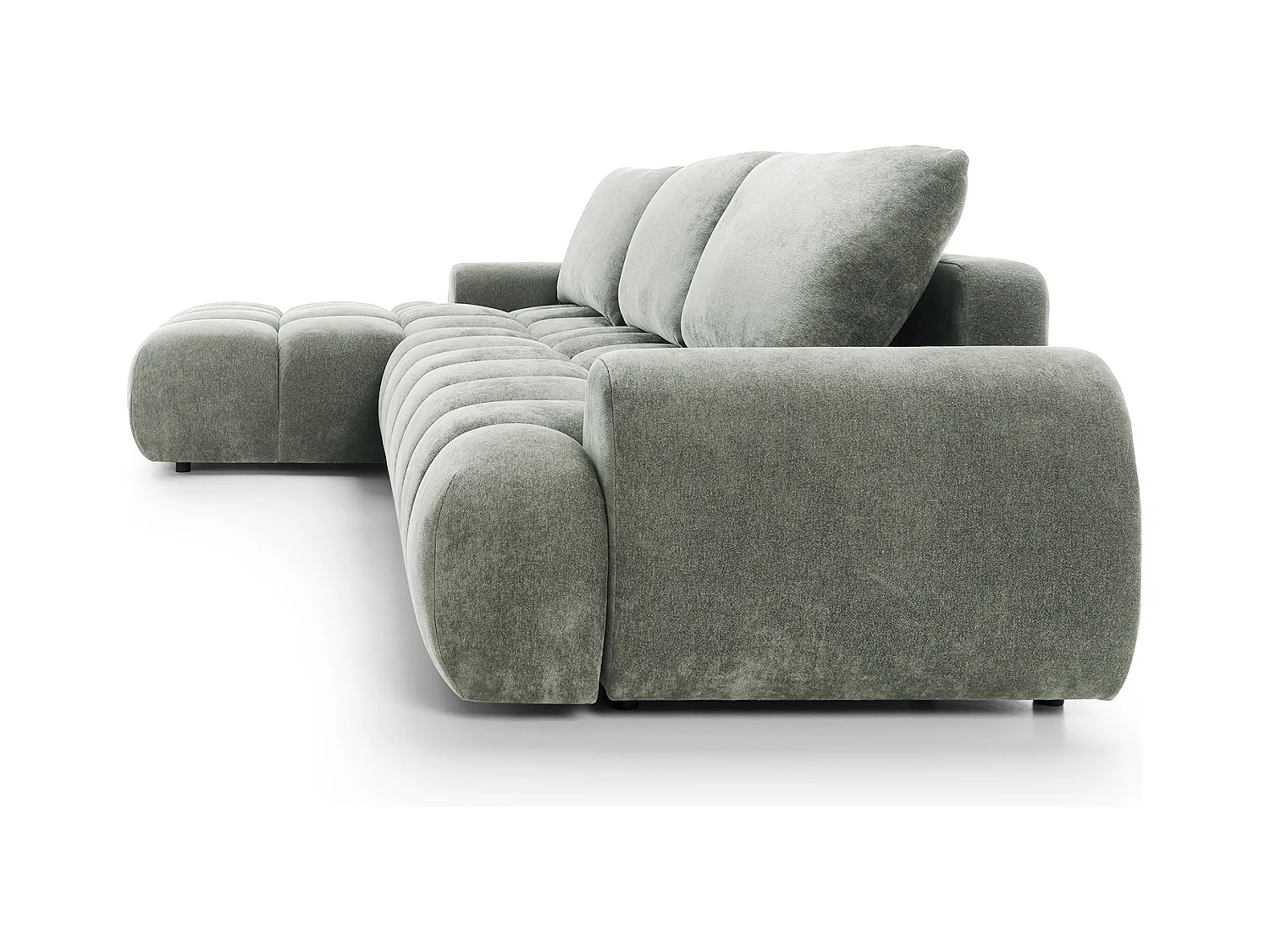 Emporius Valerio Canapé d'angle Convertible - Canapé 340 cm, Gauche - Velours Gris clair  (Ditra New 16)