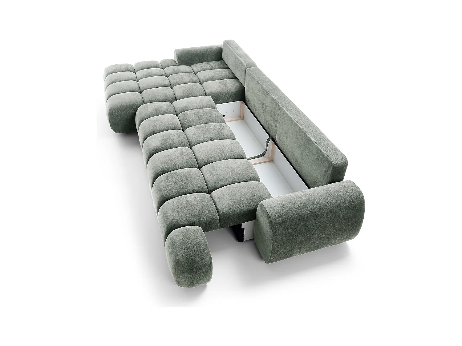 Emporius Valerio Canapé d'angle Convertible - Canapé 340 cm, Gauche - Velours Gris clair  (Ditra New 16)