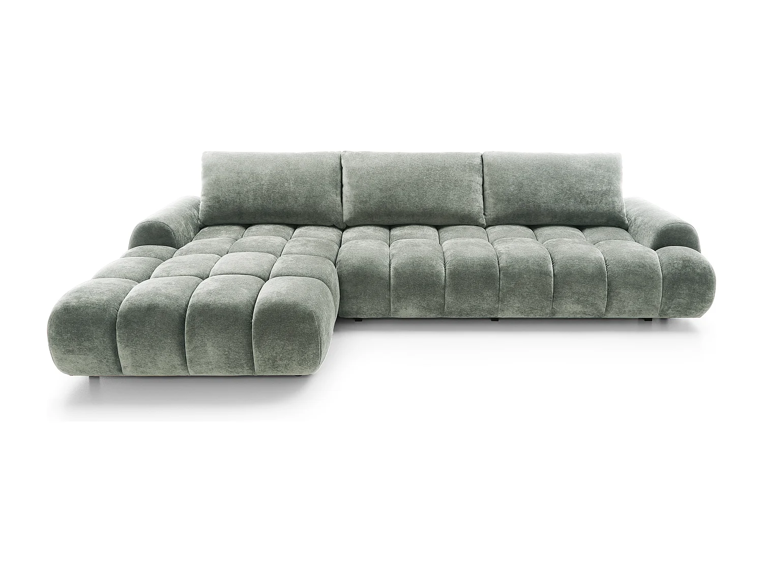 Emporius Valerio Canapé d'angle Convertible - Canapé 340 cm, Gauche - Velours Gris clair  (Ditra New 16)