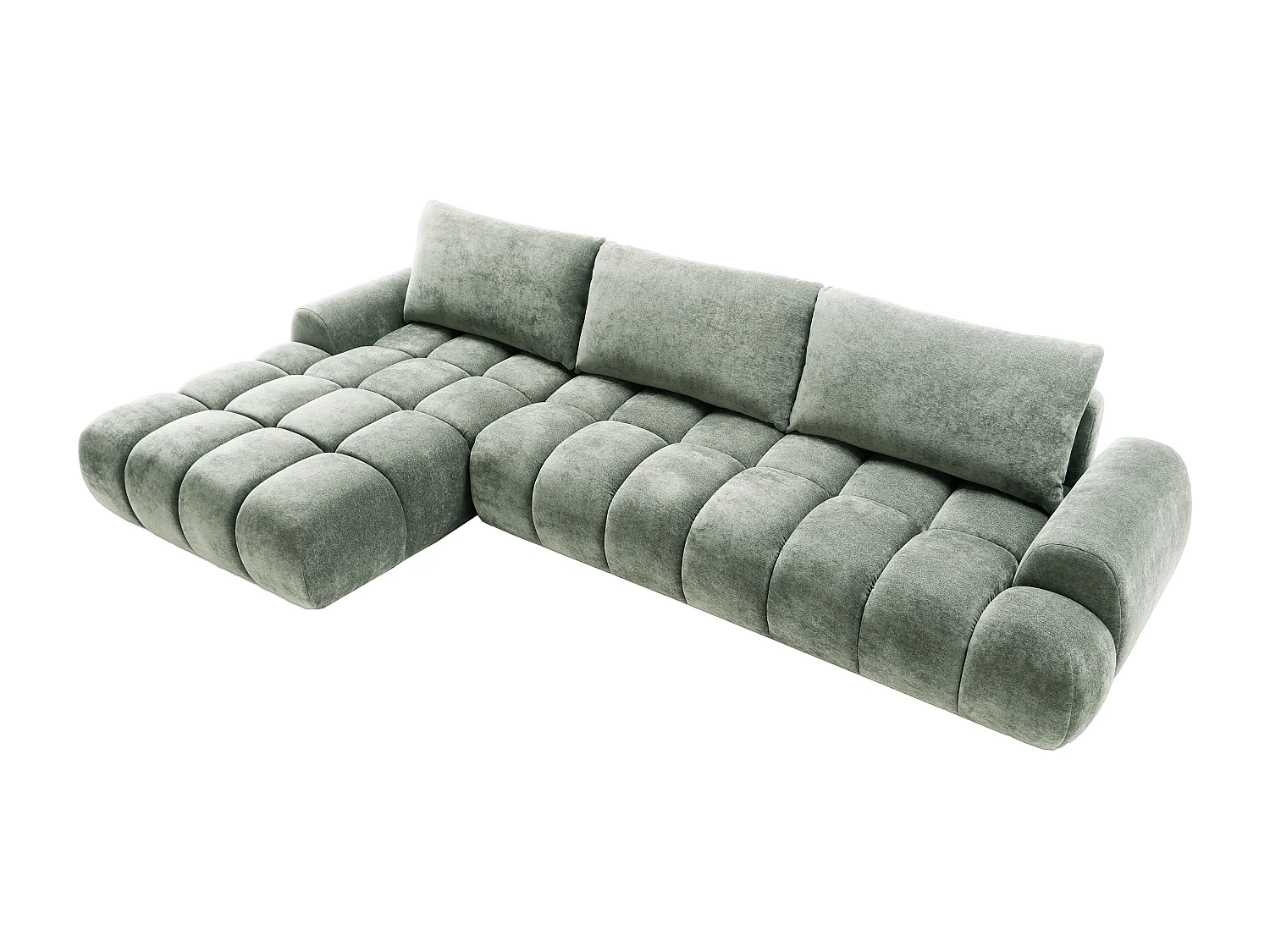 Emporius Valerio Canapé d'angle Convertible - Canapé 340 cm, Gauche - Velours Gris clair  (Ditra New 16)