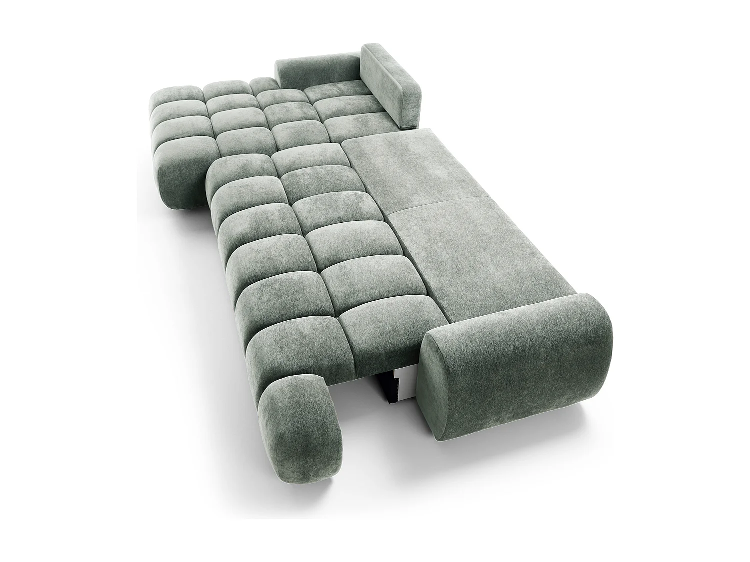 Emporius Valerio Canapé d'angle Convertible - Canapé 340 cm, Gauche - Velours Gris clair  (Ditra New 16)