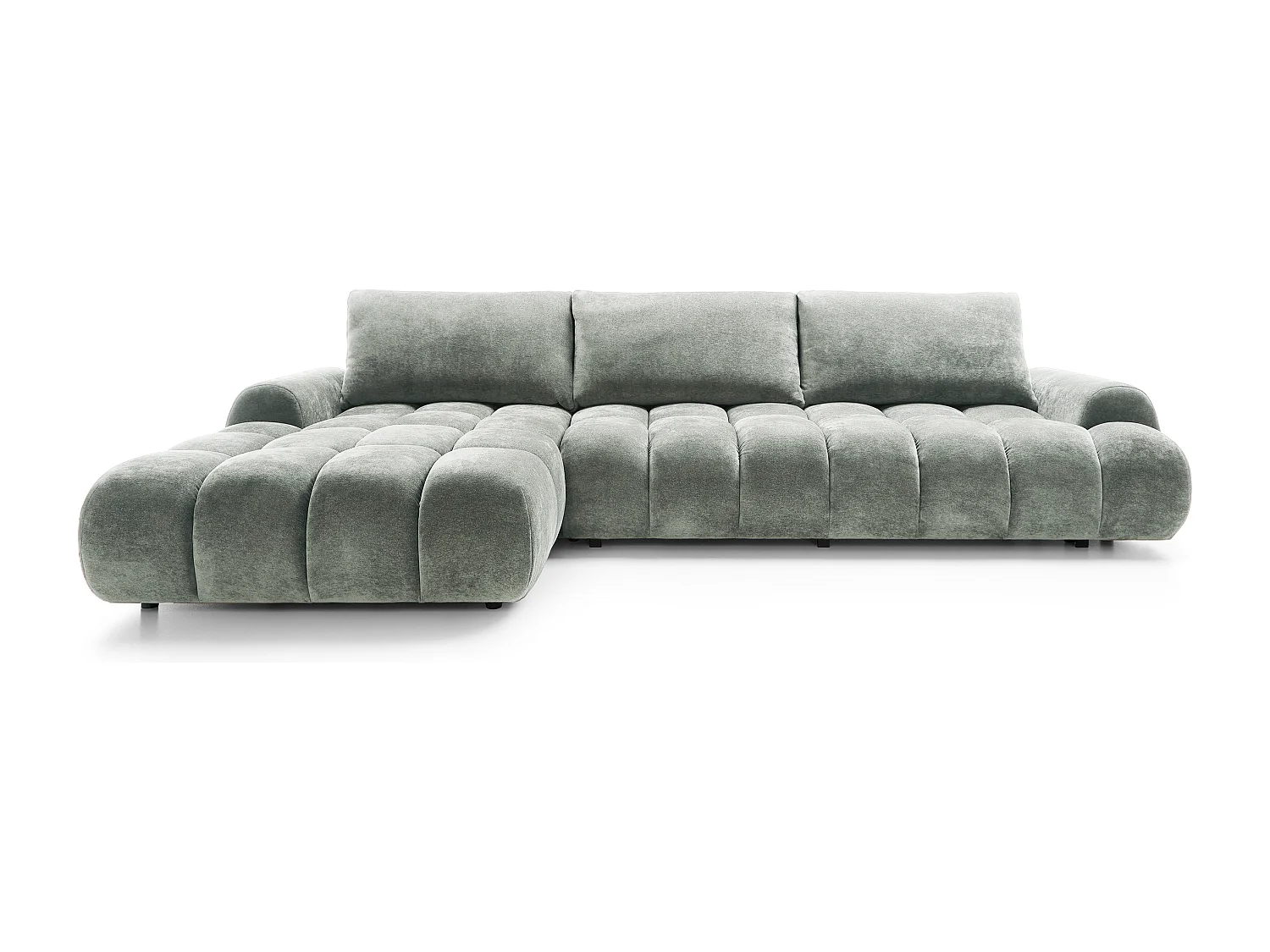 Emporius Valerio Canapé d'angle Convertible - Canapé 340 cm, Gauche - Velours Gris clair  (Ditra New 16)