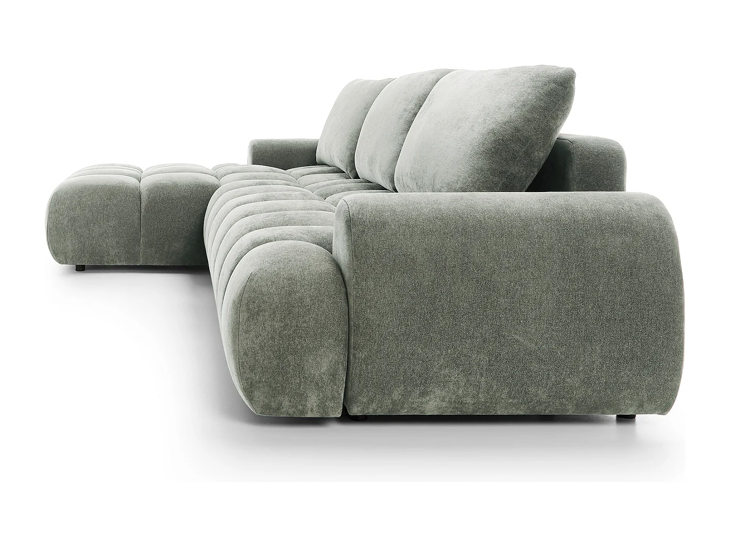 Emporius Valerio Canapé d'angle Convertible - Canapé 340 cm, Gauche - Velours Gris clair  (Ditra New 16)