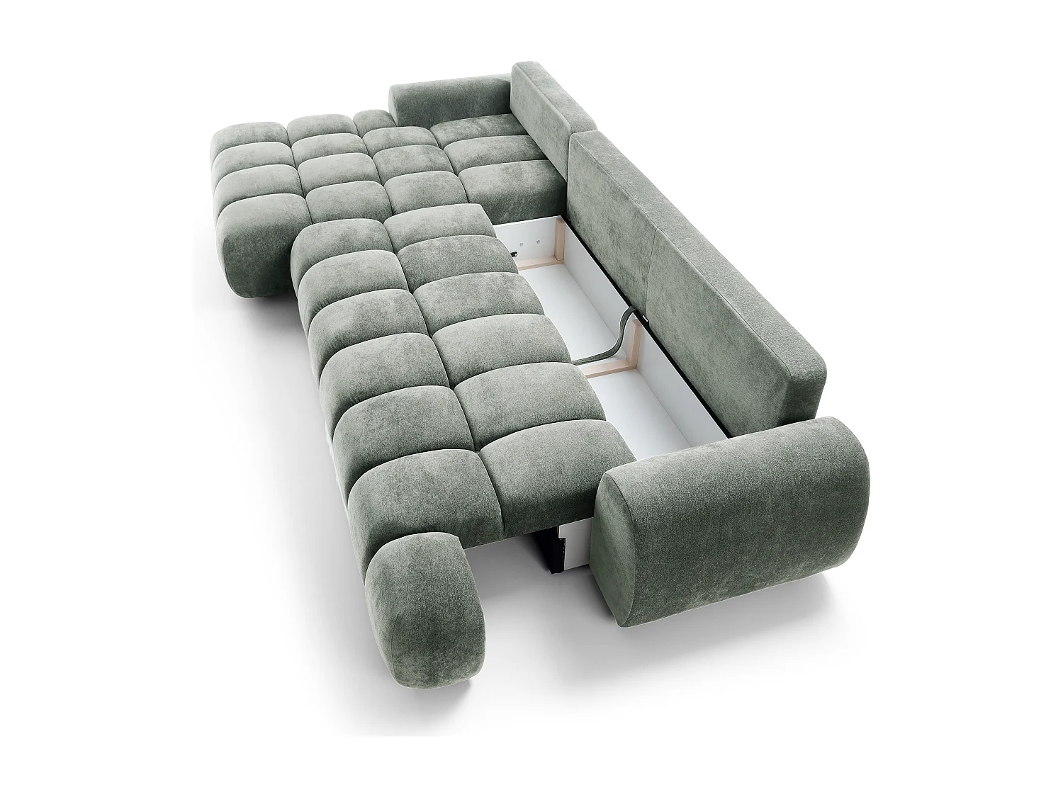 Emporius Valerio Canapé d'angle Convertible - Canapé 340 cm, Gauche - Velours Gris clair  (Ditra New 16)