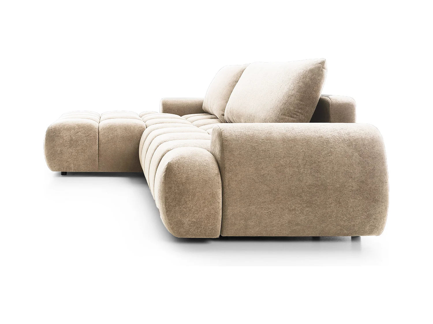 Emporius Valerio Ecksofa 280 cm - Schlafsofa mit Bettkasten, Links - Samt Beige (Gobi 3)