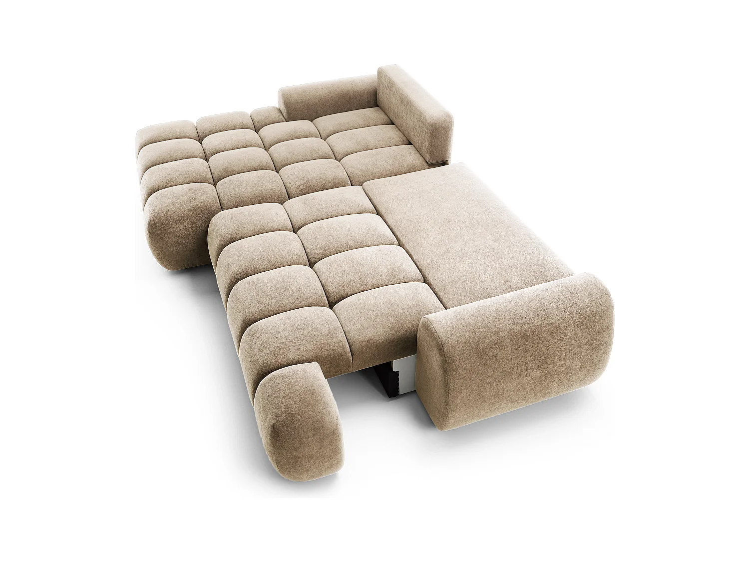 Emporius Valerio Ecksofa 280 cm - Schlafsofa mit Bettkasten, Links - Samt Beige (Gobi 3)
