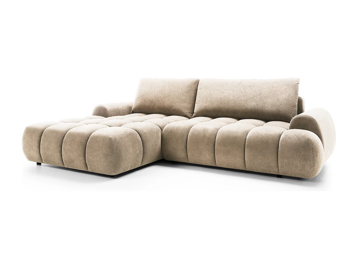 Emporius Valerio Canapé d'angle 280 cm - Canapé Convertible, Gauche - Velours Beige (Gobi 3)