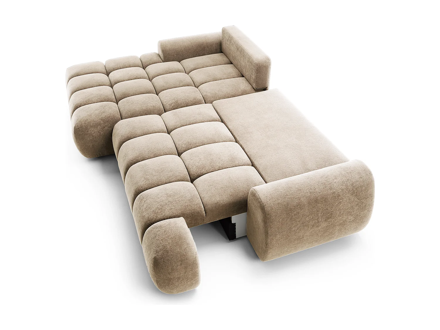 Emporius Valerio Canapé d'angle 280 cm - Canapé Convertible, Gauche - Velours Beige (Gobi 3)