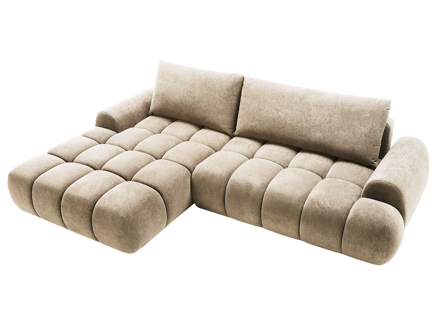 Emporius Valerio Ecksofa 280 cm - Schlafsofa mit Bettkasten, Links - Samt Beige (Gobi 3)