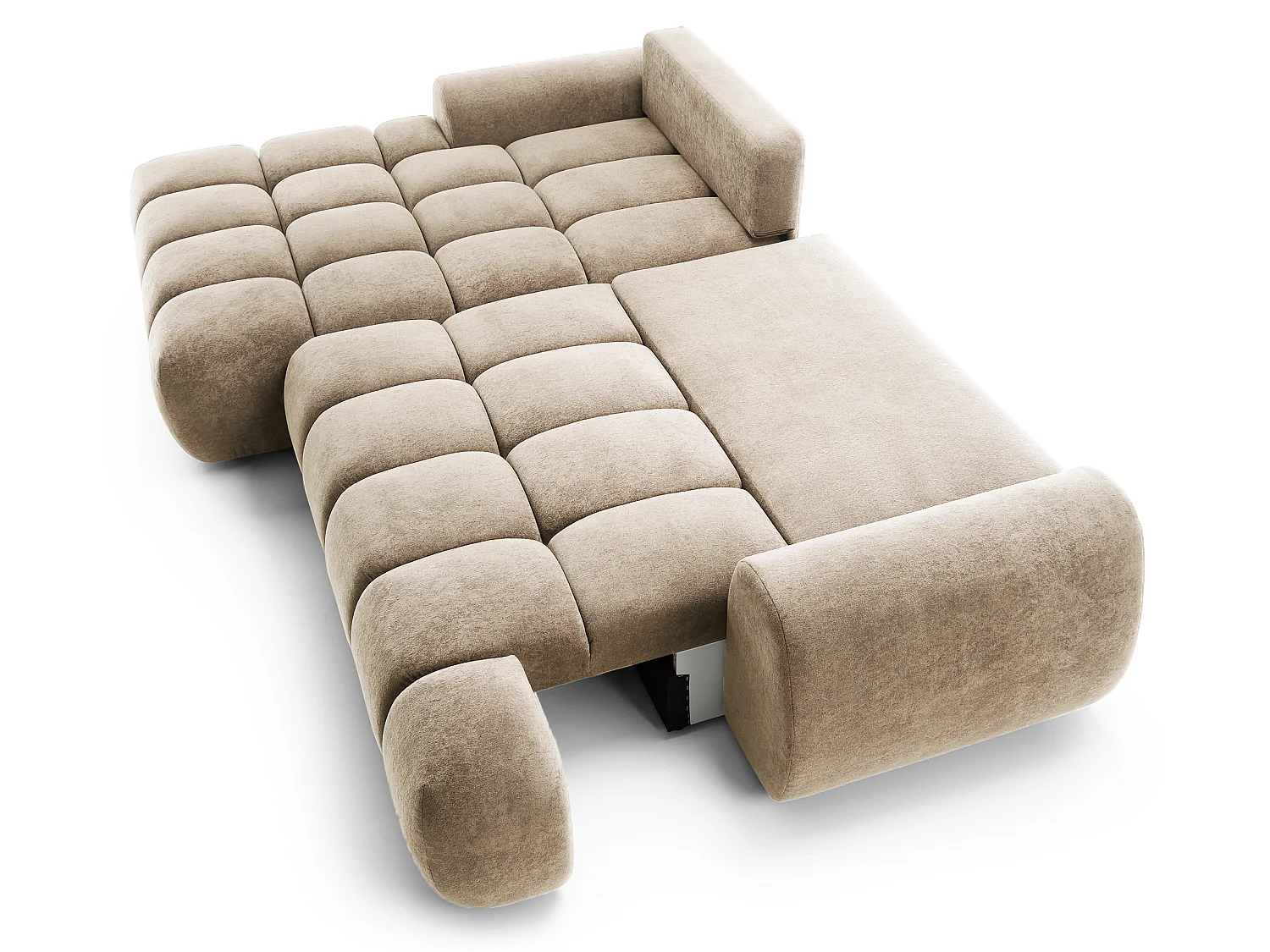 Emporius Valerio Ecksofa 280 cm - Schlafsofa mit Bettkasten, Links - Samt Beige (Gobi 3)
