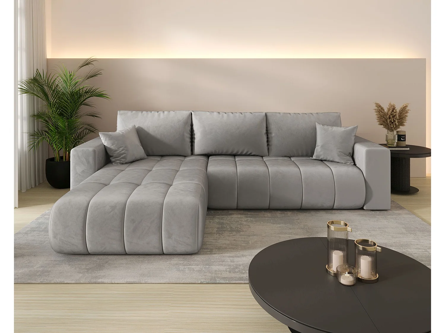 Narożnik BEDANTE MILO PREMIUM L Monolith 84 lewy z funkcją spania Mebel łączący wygodę i nowoczesny design