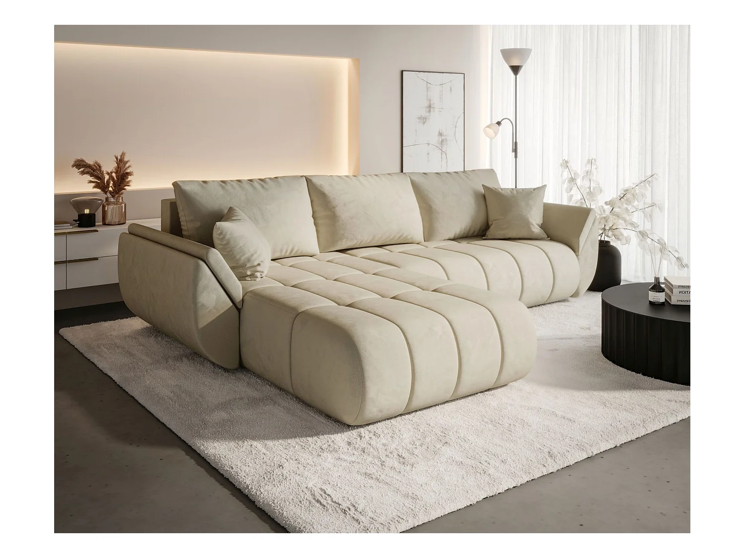 Canapé d’angle BEDANTE TOKYO PREMIUM L Monolith 02 avec fonction de couchage côté gauche