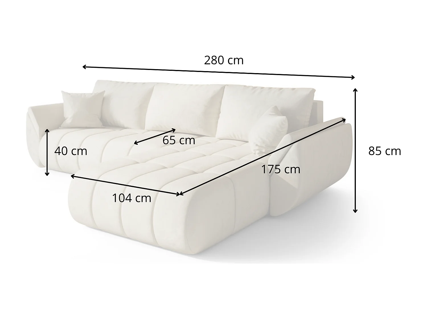 Canapé d’angle BEDANTE TOKYO PREMIUM L Monolith 02 avec fonction de couchage côté gauche