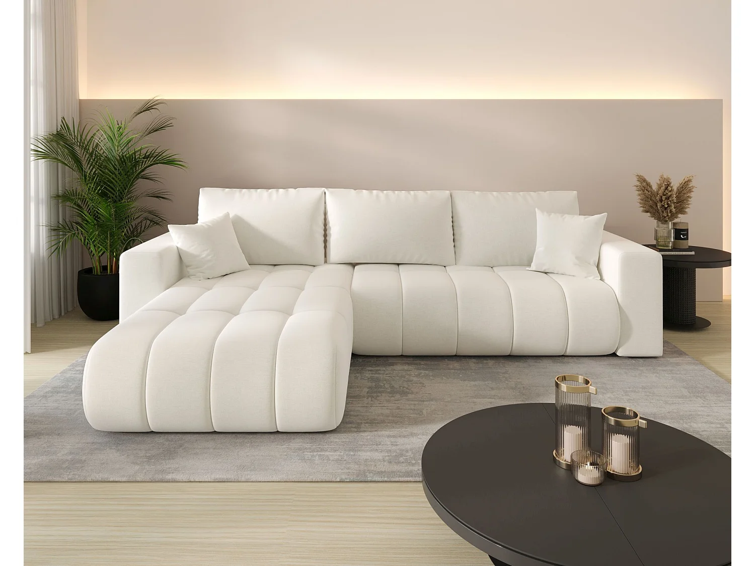 BEDANTE hoekbank met slaapfunctie MILO PREMIUM L Wind 02 Linkerkant