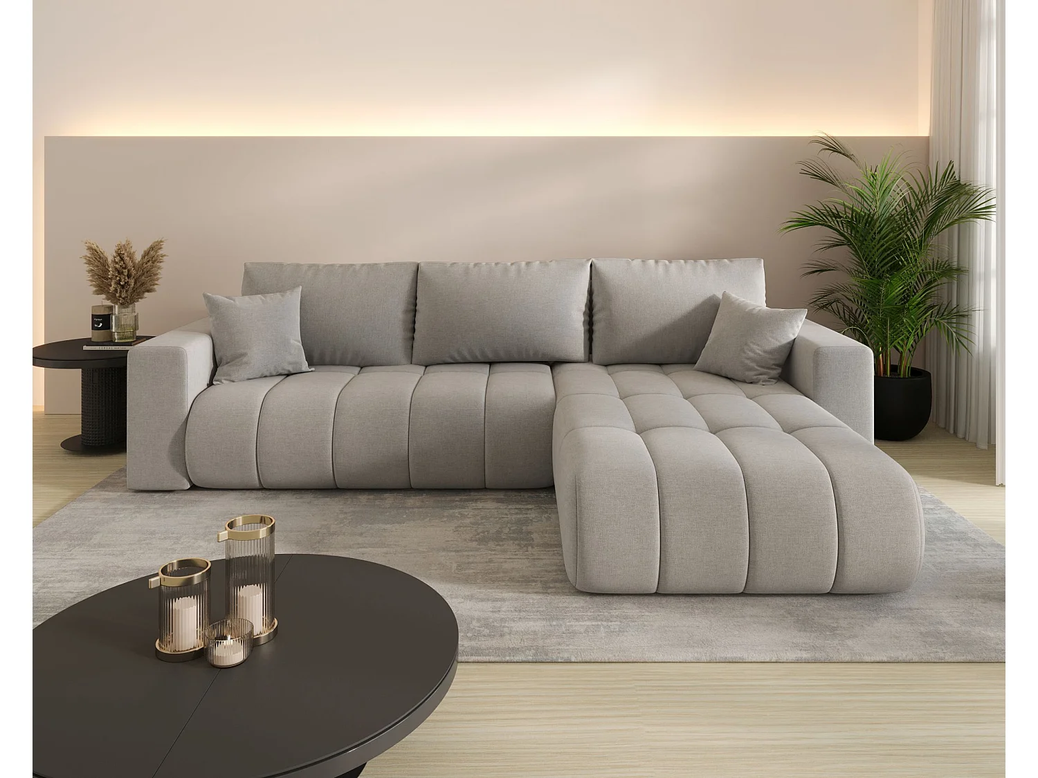 Canapé d’angle BEDANTE MILO PREMIUM L Wind 11 avec fonction de couchage côté droit