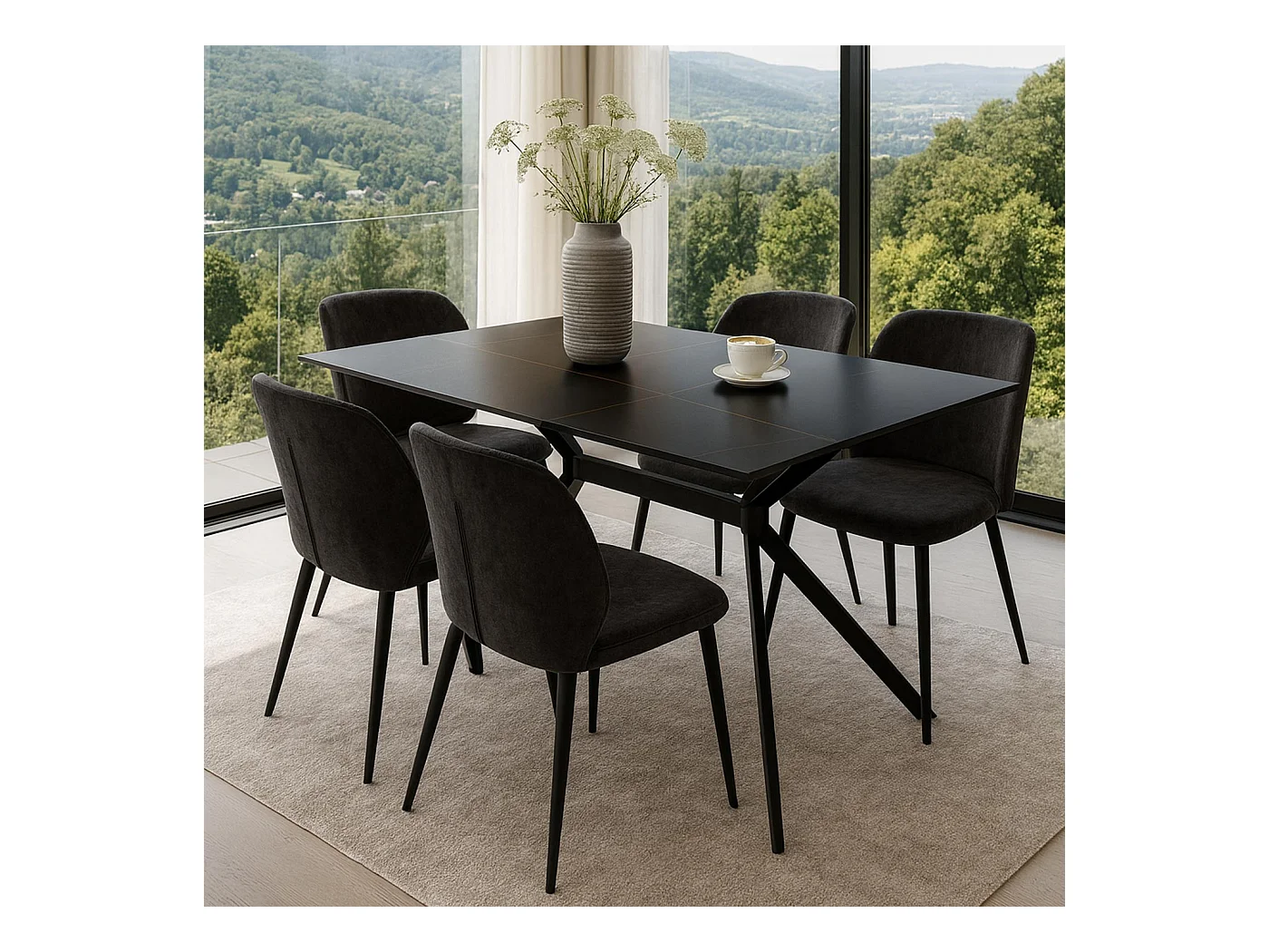 Esszimmertisch MCW-O58, Schwarz-gold