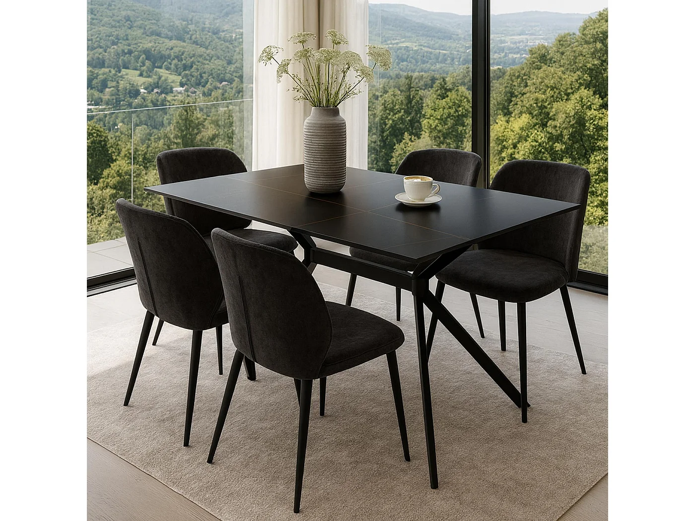 Esszimmertisch MCW-O58, Schwarz-gold