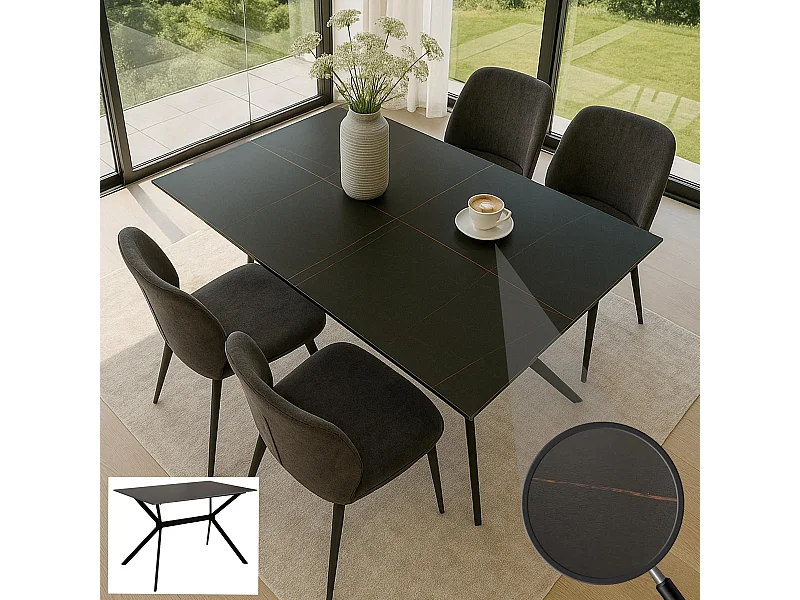 Esszimmertisch MCW-O58, Schwarz-gold