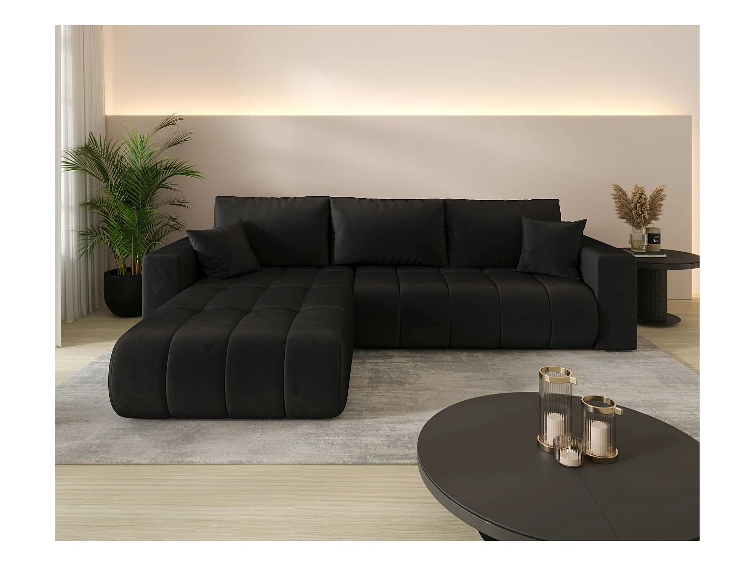 BEDANTE Ecksofa mit Schlaffunktion MILO PREMIUM L Monolith 97 Links