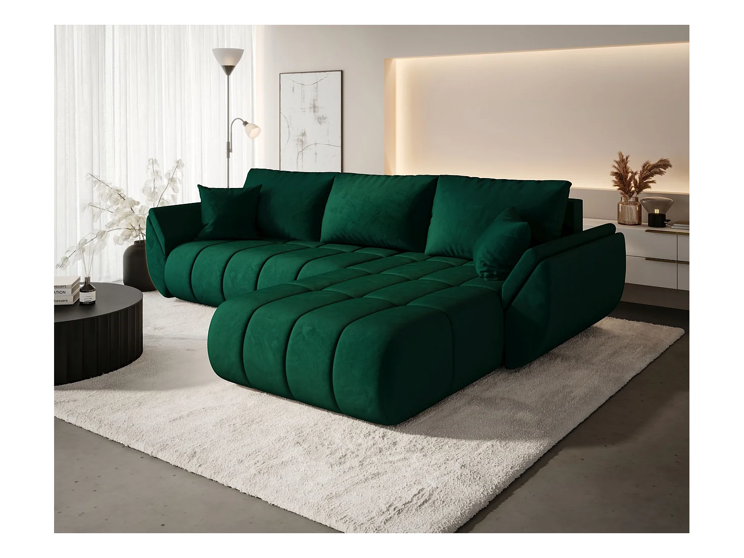 Canapé d’angle BEDANTE TOKYO PREMIUM L Monolith 37 avec fonction de couchage Côté droit